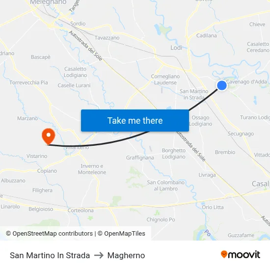 San Martino In Strada to Magherno map