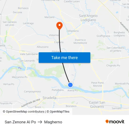 San Zenone al Po to Magherno map
