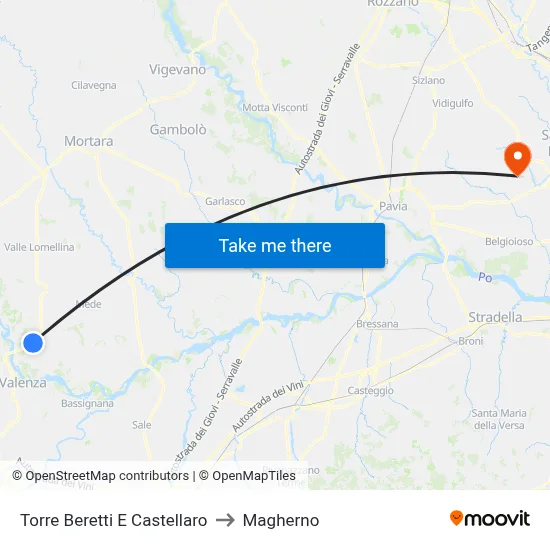 Torre Beretti e Castellaro to Magherno map