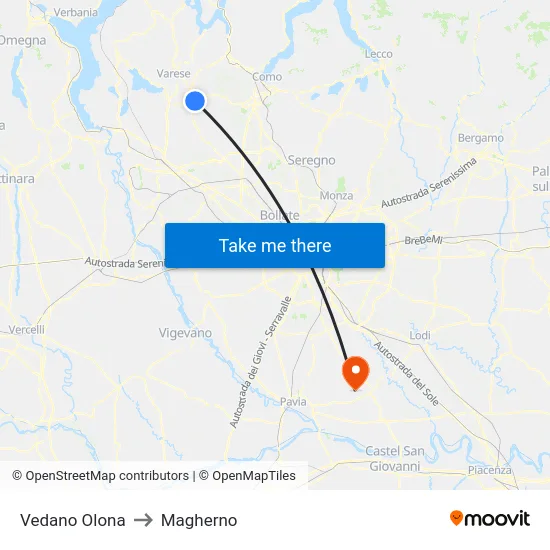 Vedano Olona to Magherno map