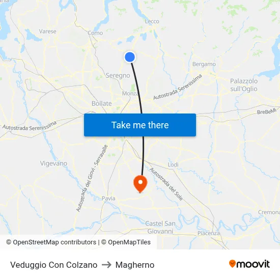 Veduggio Con Colzano to Magherno map