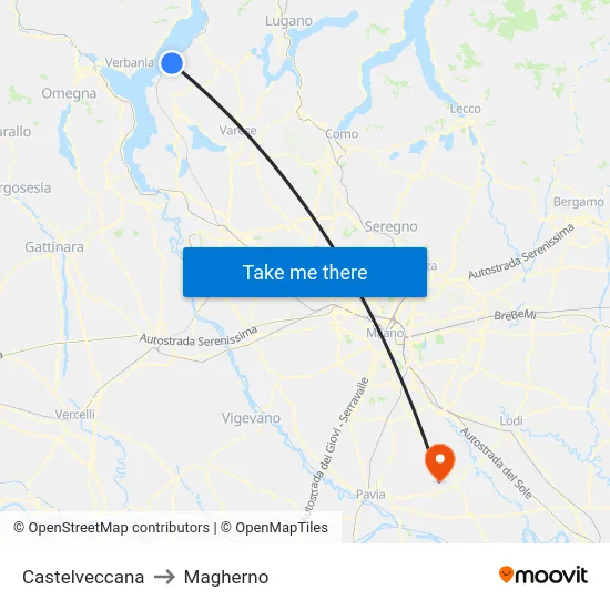 Castelveccana to Magherno map