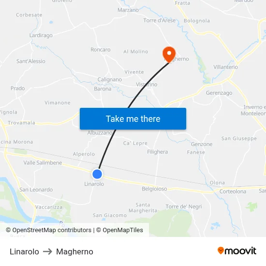 Linarolo to Magherno map