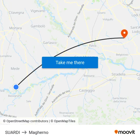 Suardi to Magherno map