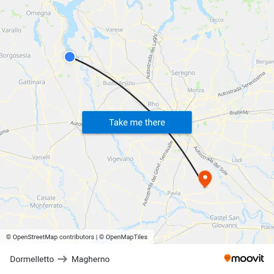 Dormelletto to Magherno map
