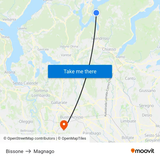 Bissone to Magnago map