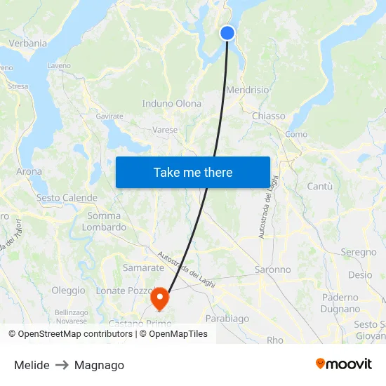 Melide to Magnago map