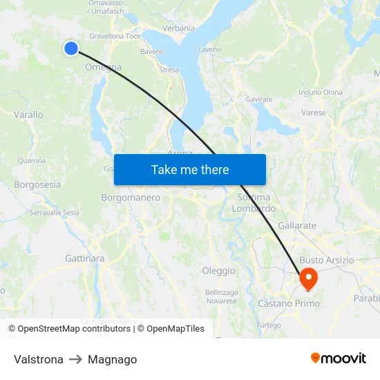 Valstrona to Magnago map