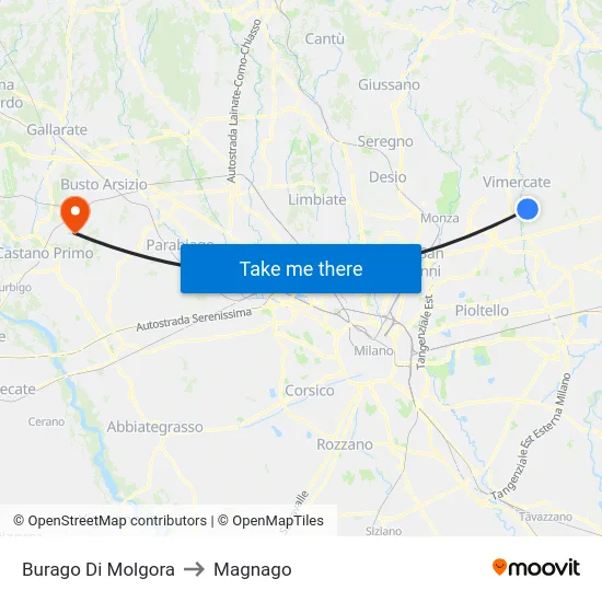Burago Di Molgora to Magnago map