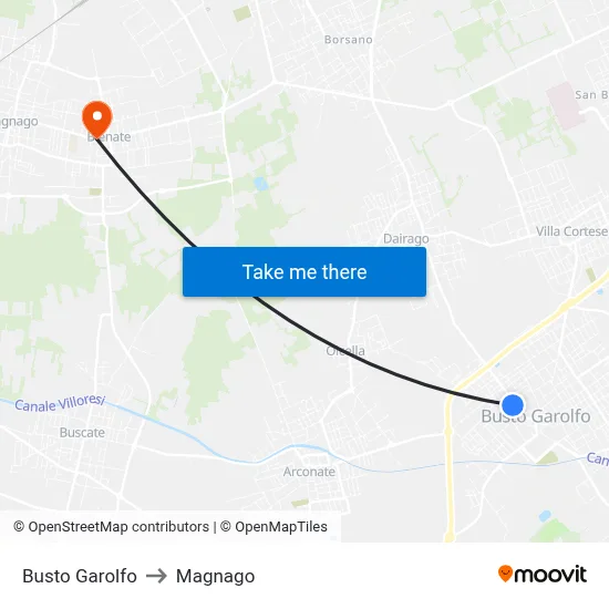 Busto Garolfo to Magnago map