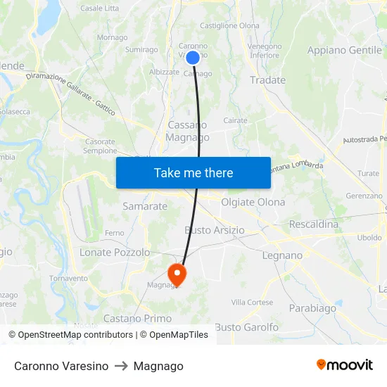 Caronno Varesino to Magnago map