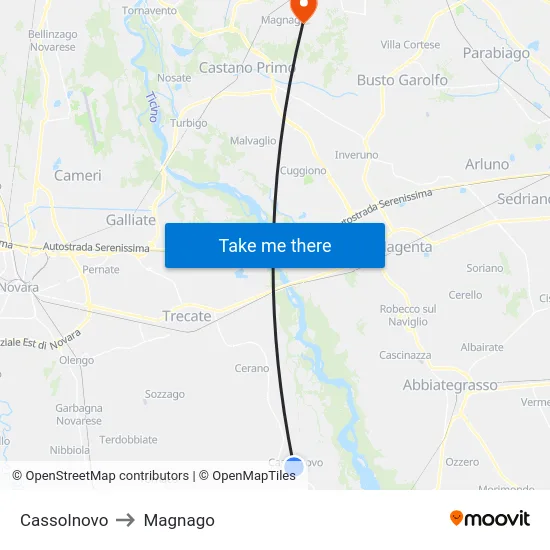 Cassolnovo to Magnago map