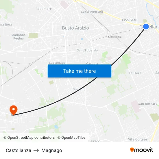 Castellanza to Magnago map