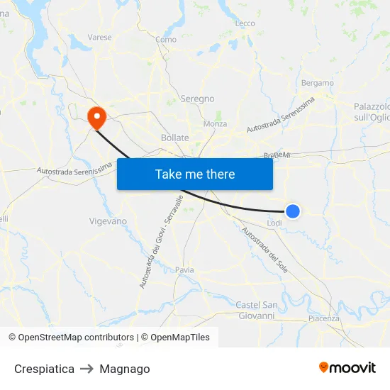 Crespiatica to Magnago map