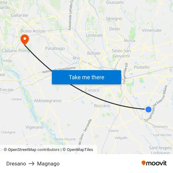 Dresano to Magnago map