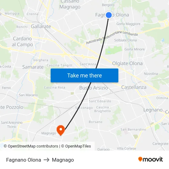 Fagnano Olona to Magnago map