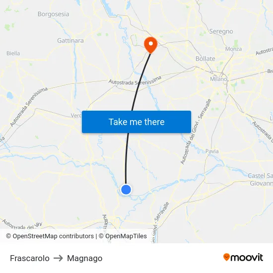 Frascarolo to Magnago map