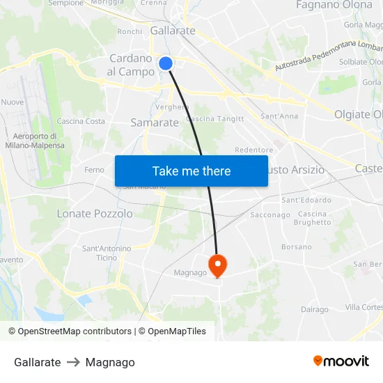 Gallarate to Magnago map