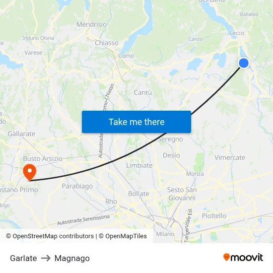 Garlate to Magnago map