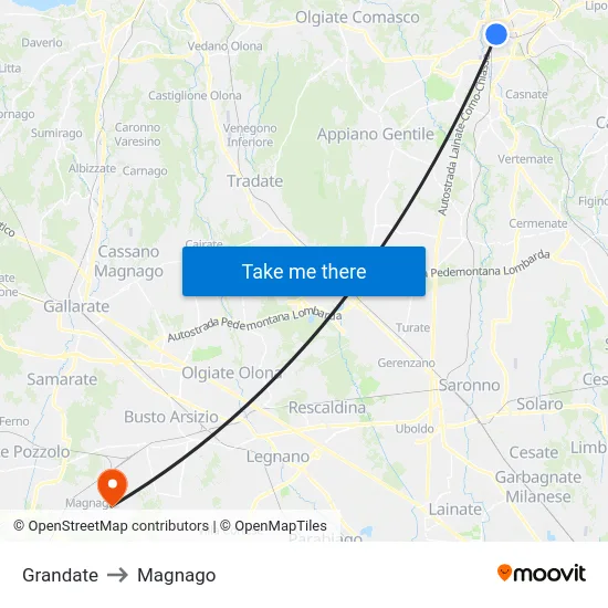 Grandate to Magnago map