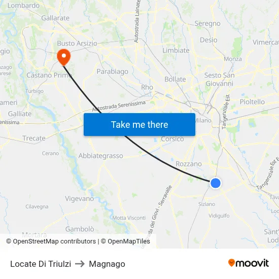 Locate di Triulzi to Magnago map