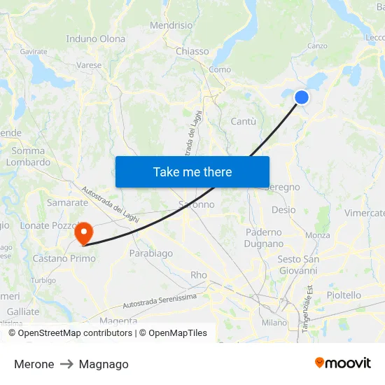 Merone to Magnago map