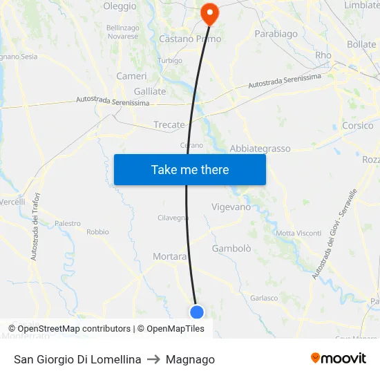 San Giorgio Di Lomellina to Magnago map