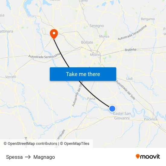 Spessa to Magnago map