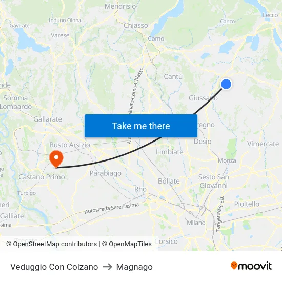 Veduggio Con Colzano to Magnago map