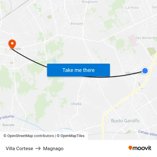 Villa Cortese to Magnago map