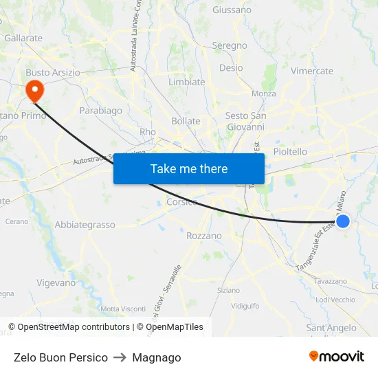 Zelo Buon Persico to Magnago map