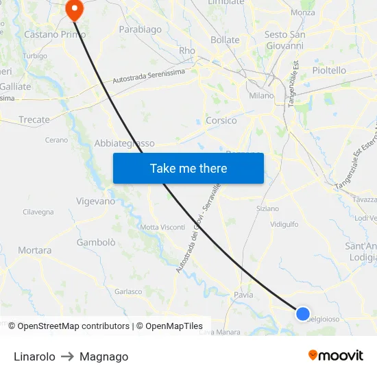 Linarolo to Magnago map