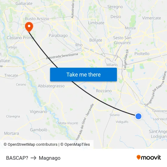 Bascap to Magnago map