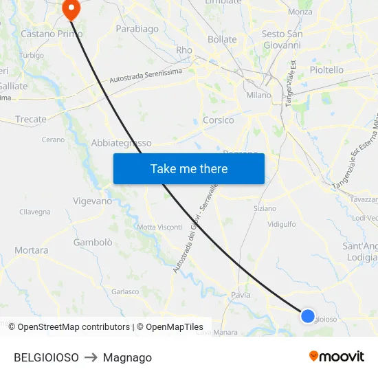 BELGIOIOSO to Magnago map