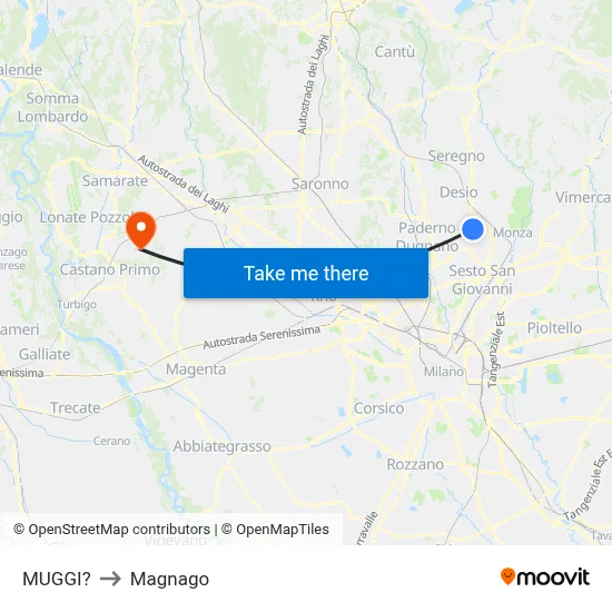 Muggiò to Magnago map