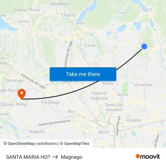 Santa Maria Ho? to Magnago map