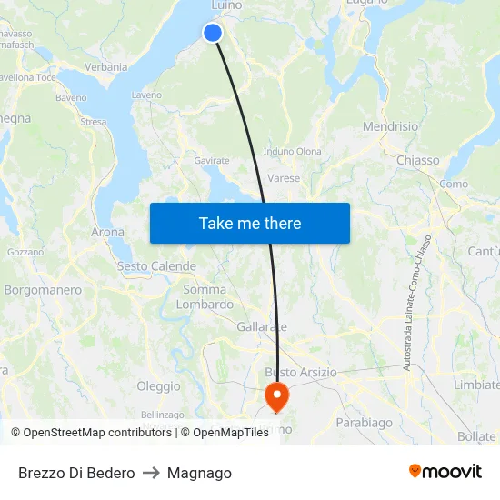 Brezzo Di Bedero to Magnago map