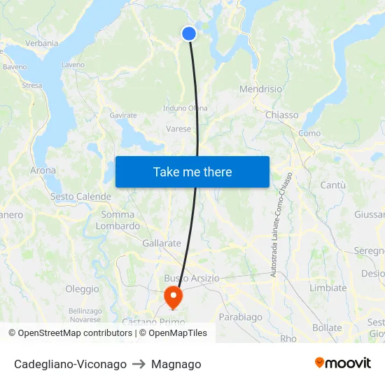 Cadegliano-Viconago to Magnago map