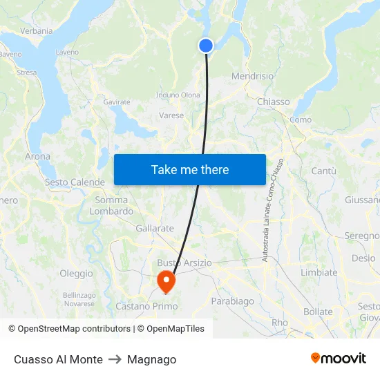 Cuasso Al Monte to Magnago map