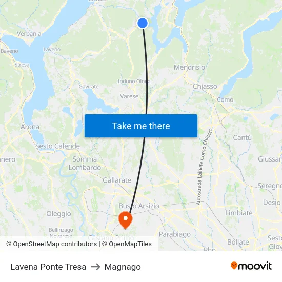 Lavena Ponte Tresa to Magnago map