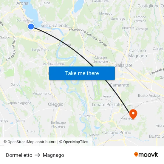 Dormelletto to Magnago map