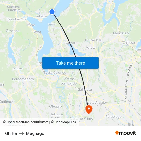 Ghiffa to Magnago map