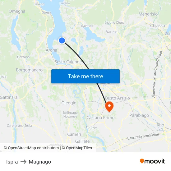 Ispra to Magnago map