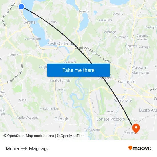 Meina to Magnago map