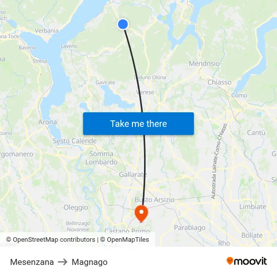 Mesenzana to Magnago map