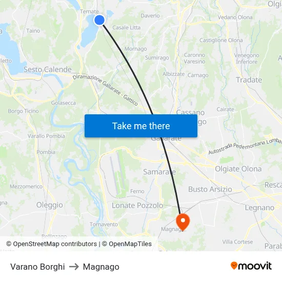 Varano Borghi to Magnago map