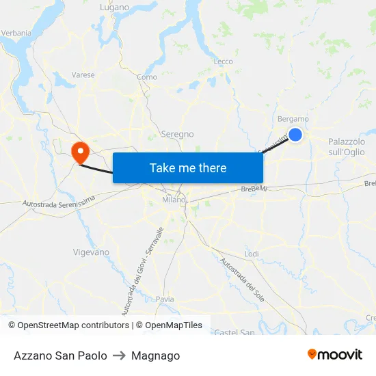 Azzano San Paolo to Magnago map
