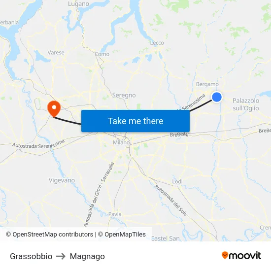 Grassobbio to Magnago map