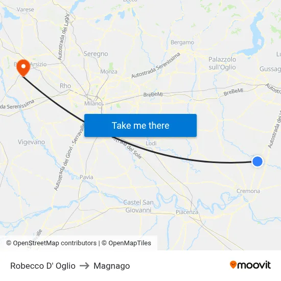 Robecco d'Oglio to Magnago map