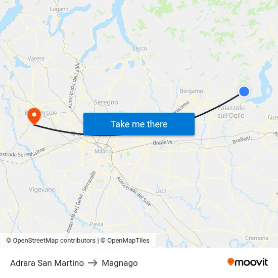 Adrara San Martino to Magnago map